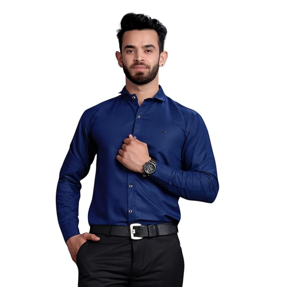 Men's Regular Fit Navy Blue Formal Shirt