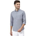 Men Solid Cotton Casual Dusty Blue Shirt
