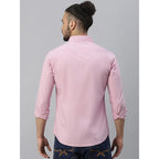 Men Solid Cotton Casual Mauve Shirt