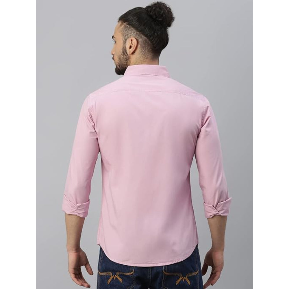 Men Solid Cotton Casual Mauve Shirt