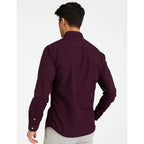 Men Solid Cotton Casual Dark Purple Shirt