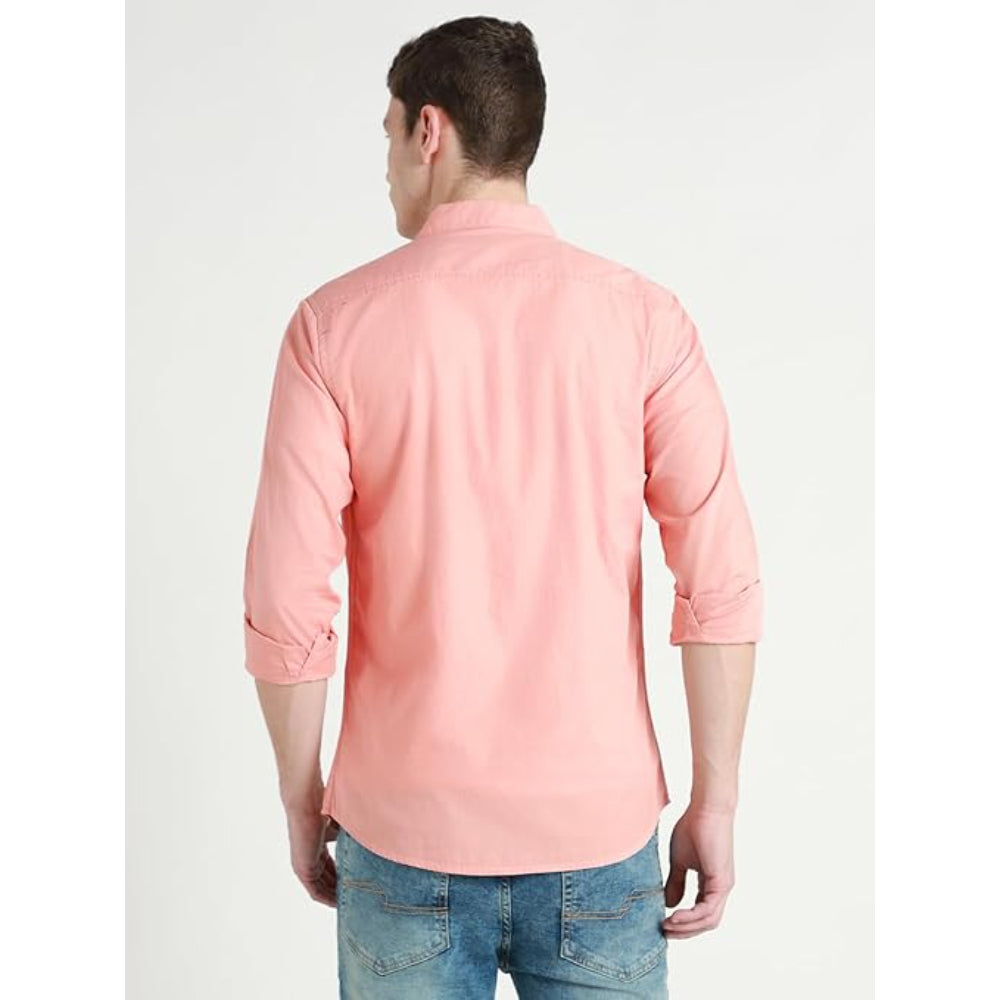 Men Solid Cotton Casual Dark Peach Shirt