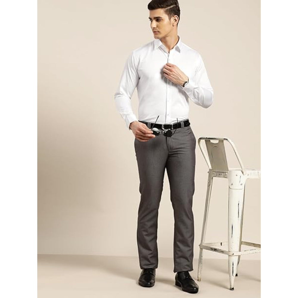 Men Cotton Plain White Shirt