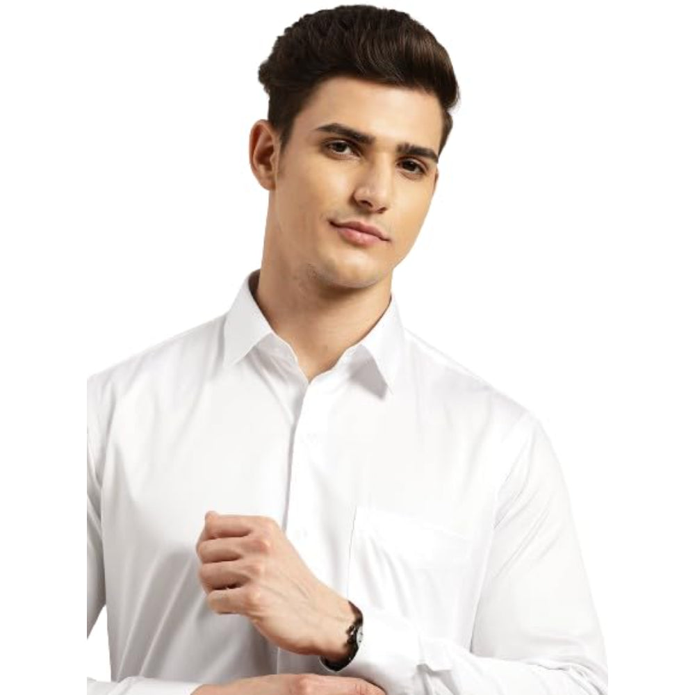 Men Cotton Plain White Shirt