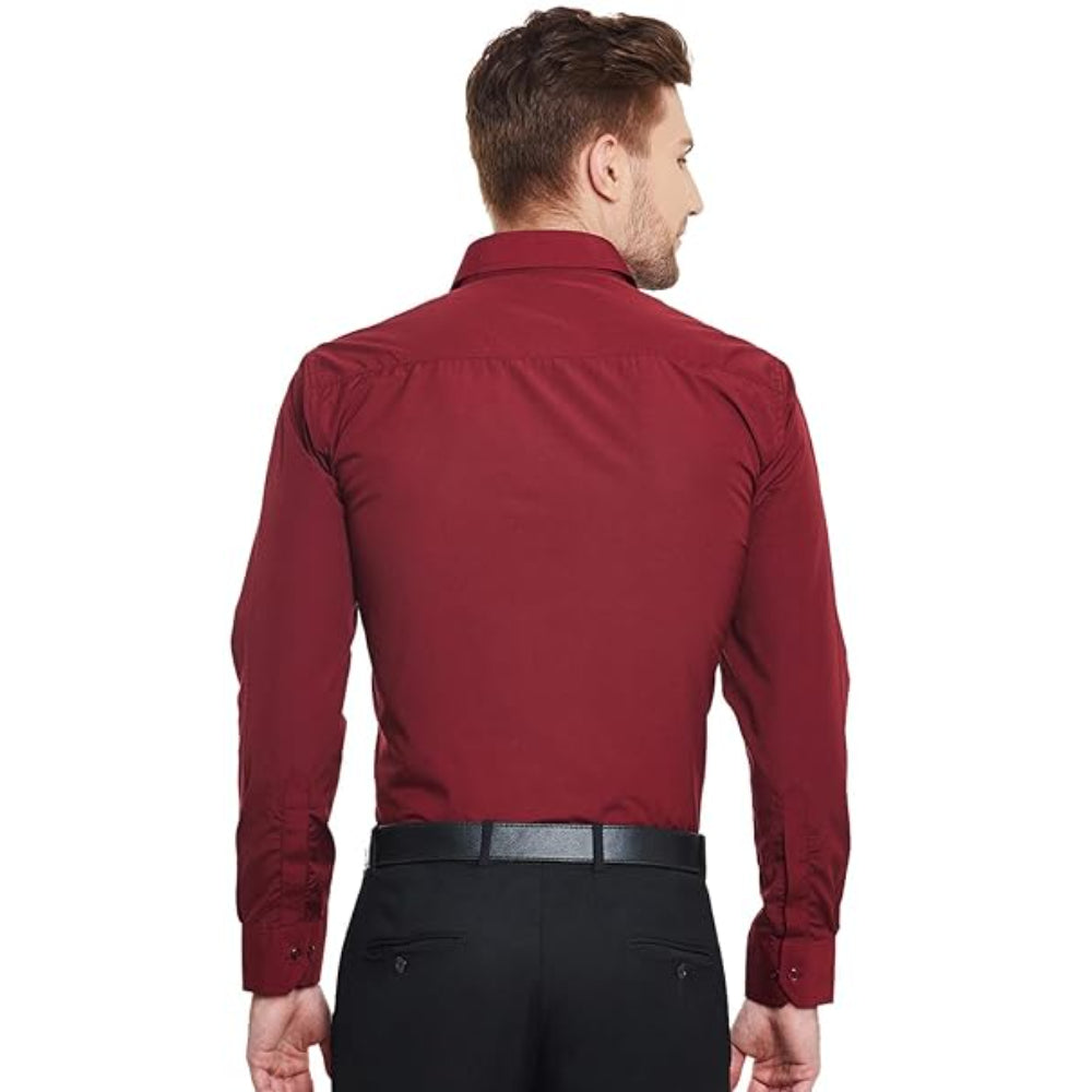 Men Cotton Plain Maroon Shirt