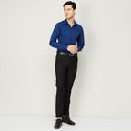 Men Cotton Plain Navy Blue Shirt