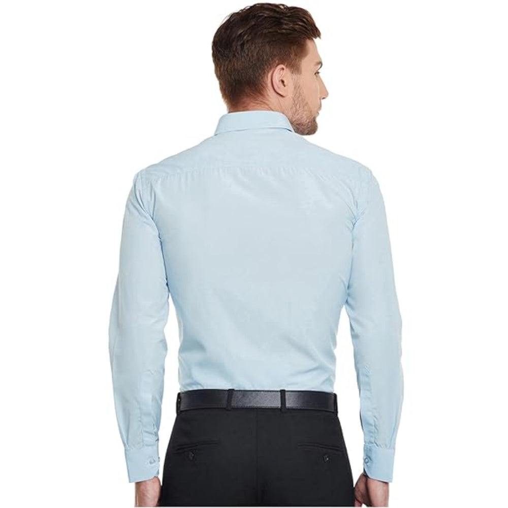 Men Cotton Plain Sky Blue Shirt