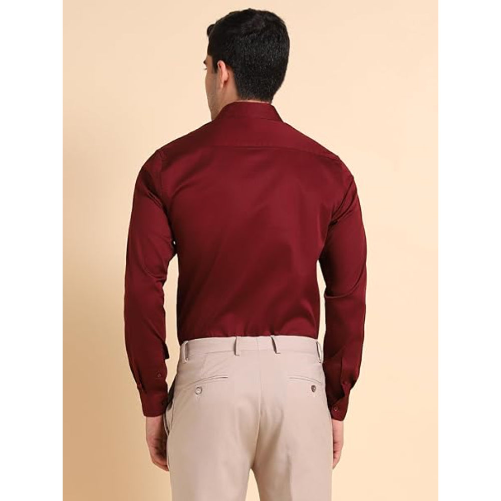 Men Cotton Plain Wine Shirt