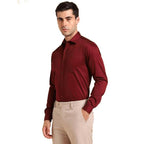 Men Cotton Plain Wine Shirt