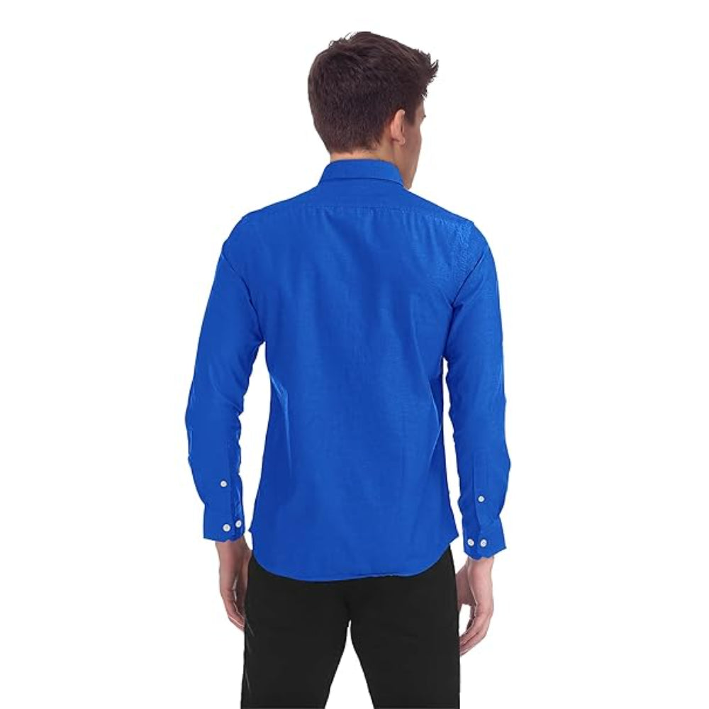 Men Cotton Plain Royal Blue Shirt
