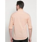Men Cotton Plain Peach Shirt