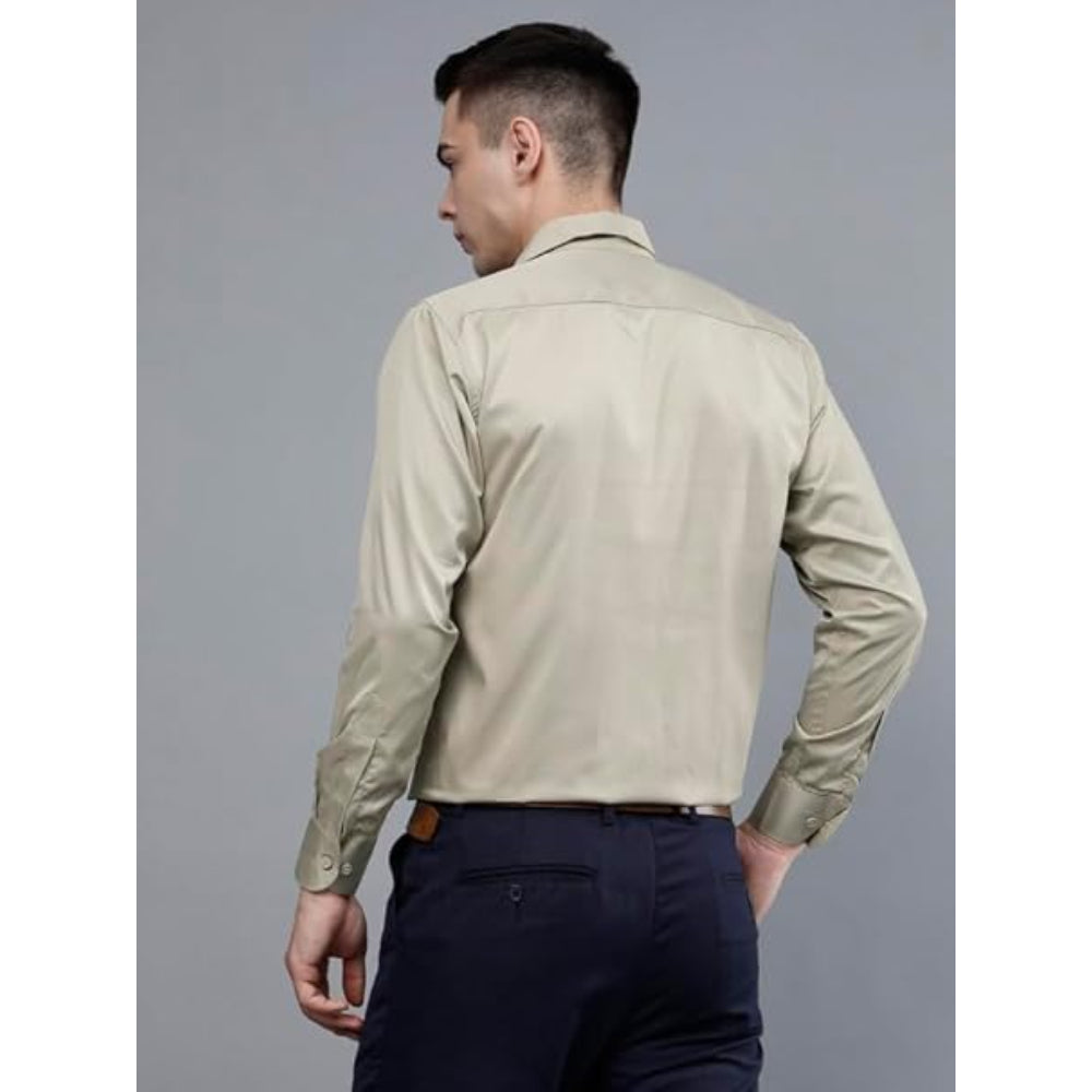 Men Satin Formal Beige Shirts