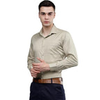 Men Satin Formal Beige Shirts