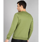Men Round Neck Olive Sweatshirt