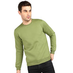 Men Round Neck Olive Sweatshirt