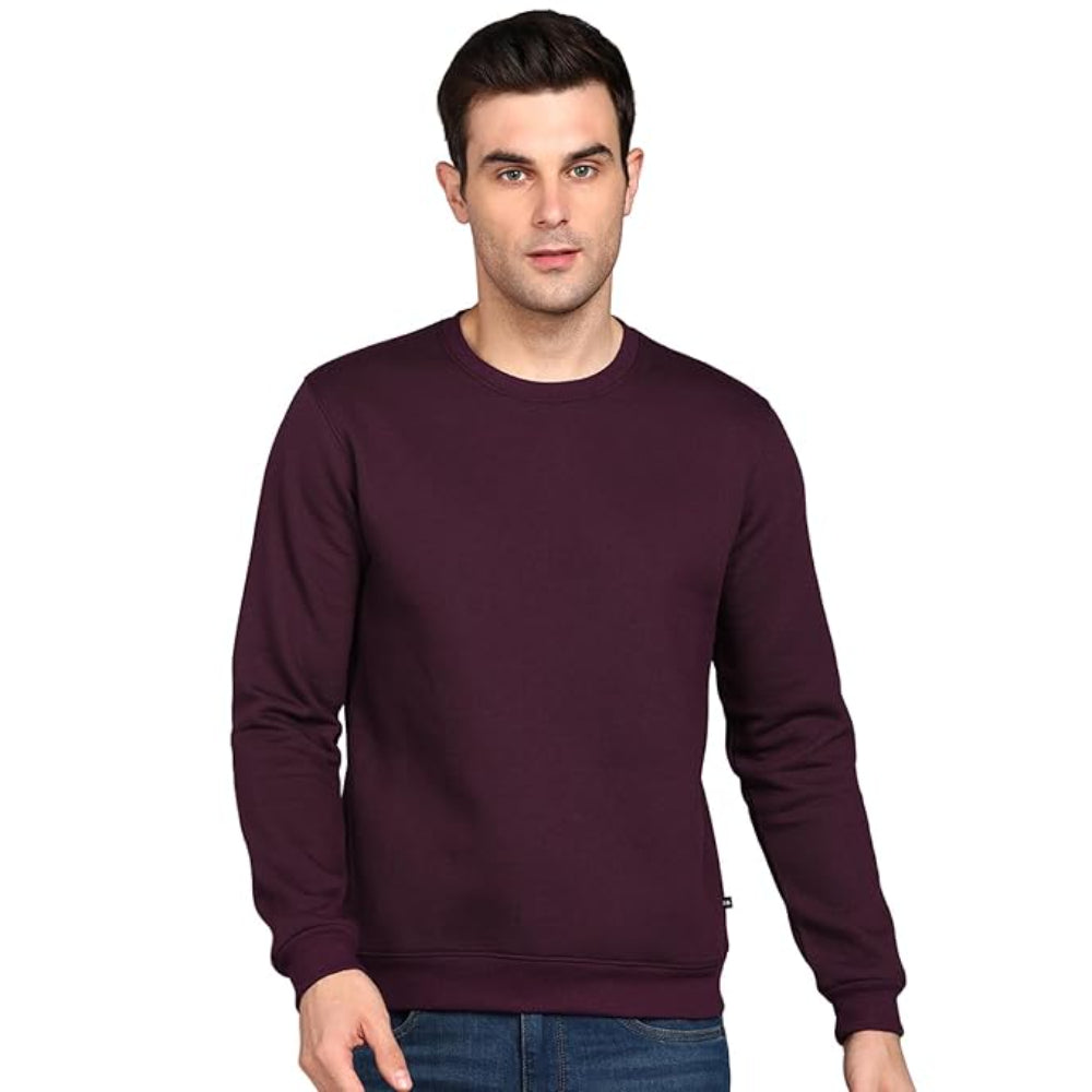 Men Round Neck Purple Sweatshirt