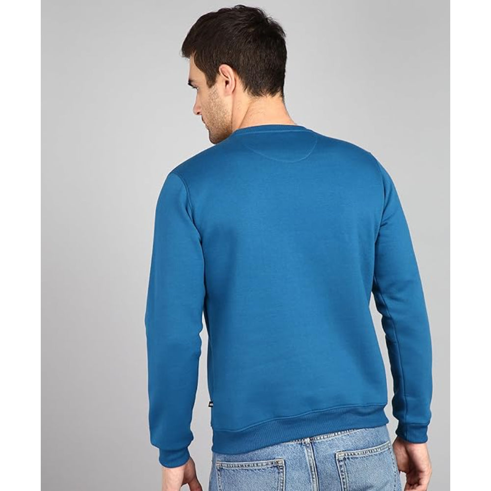 Men Round Neck Blue Sweatshirt