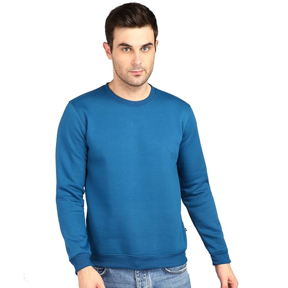 Men Round Neck Blue Sweatshirt