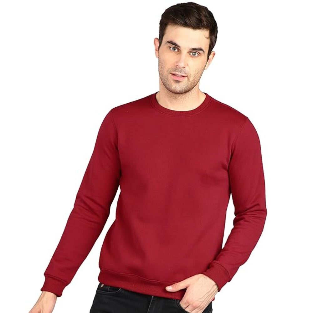Men Round Neck Maroon Sweatshirt
