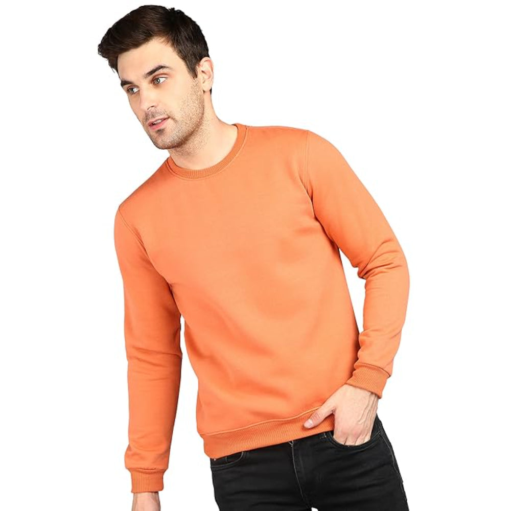 Men Round Neck Orange Sweatshirt