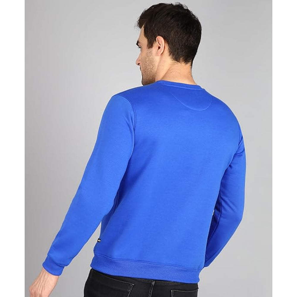Men Round Neck Royal Blue Sweatshirt