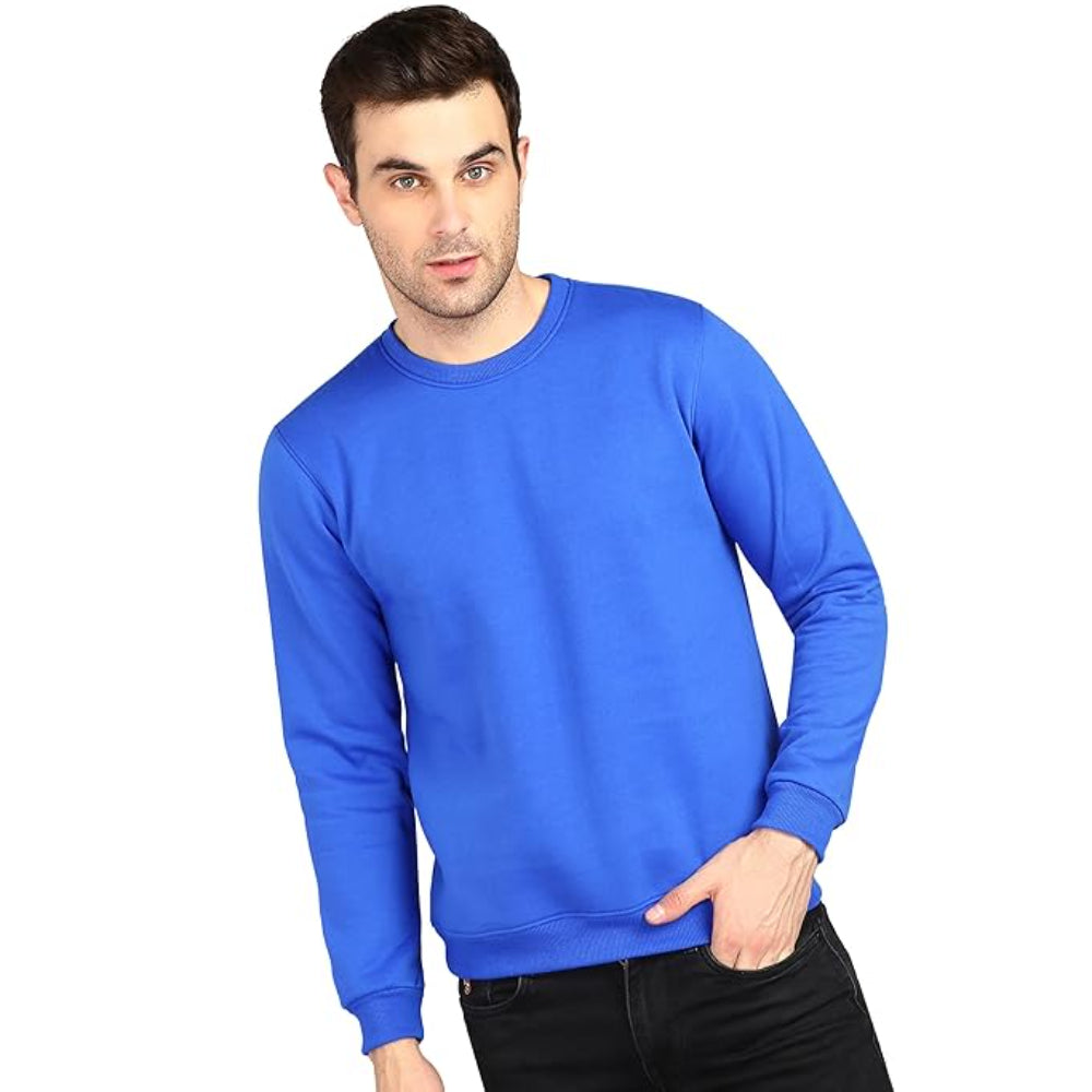 Men Round Neck Royal Blue Sweatshirt