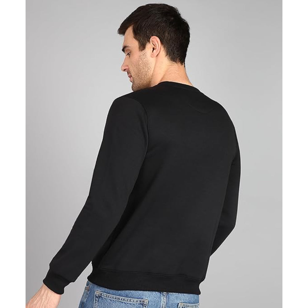 Men Round Neck Jet Black Sweatshirt