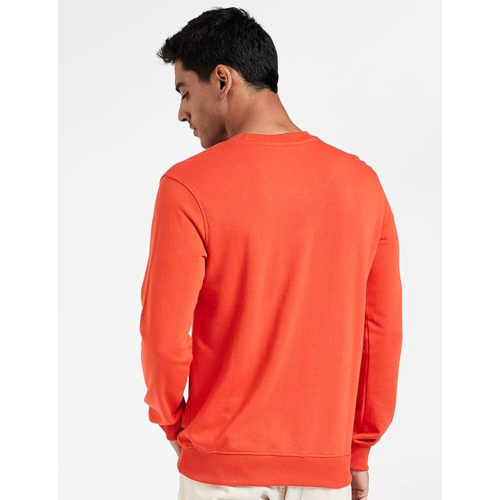 Men Plain Light Orange Sweatshirt