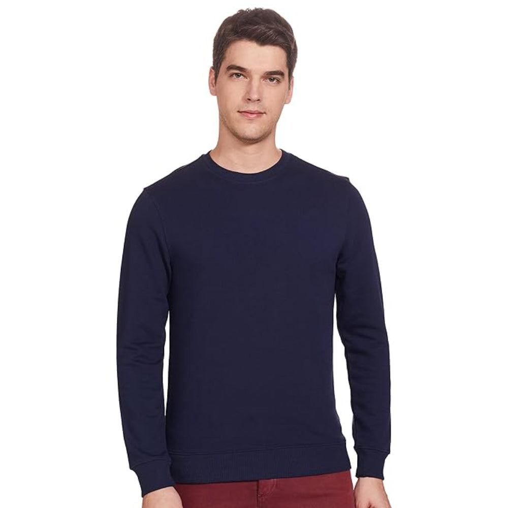 Men Plain Navy Blue Sweatshirt