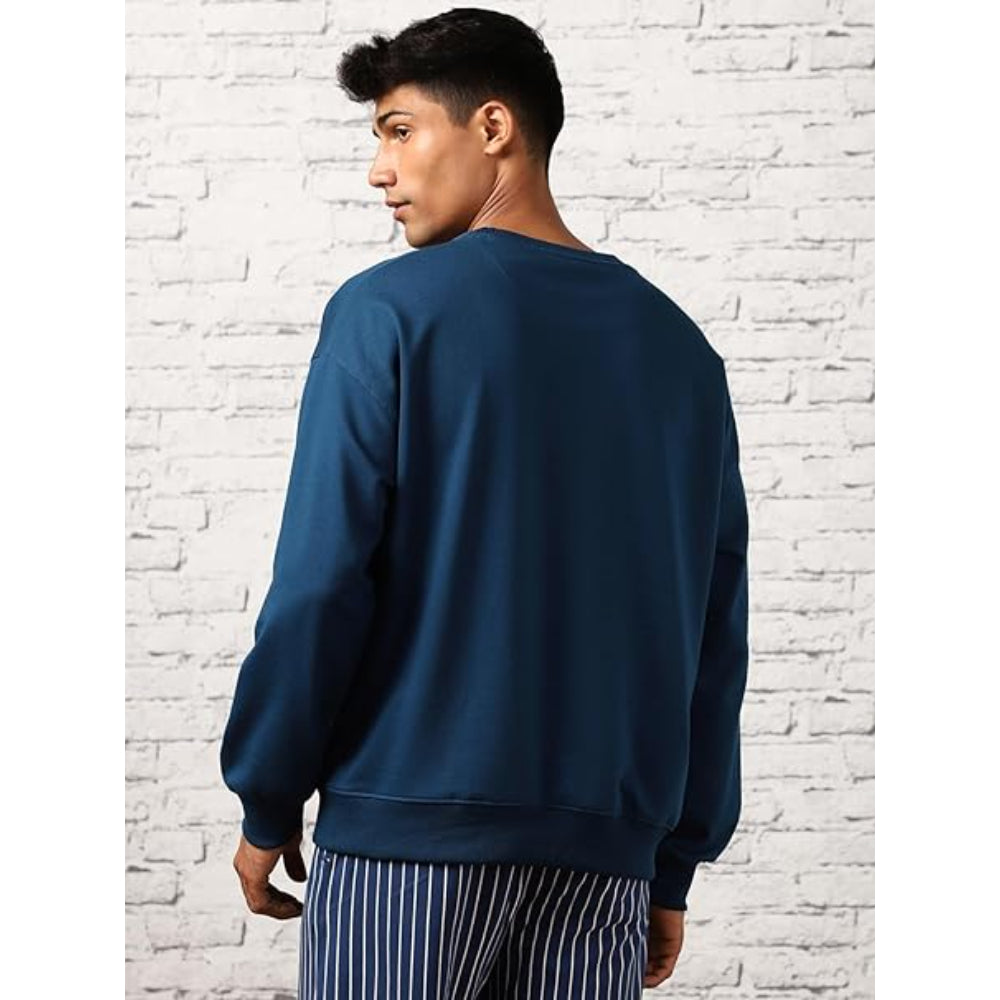 Men's Fleece Oversized Navy Blue Sweatshirt