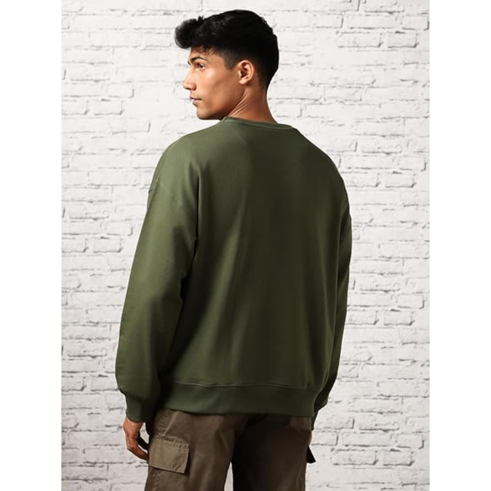 Men's Fleece Oversized Olive Green Sweatshirt