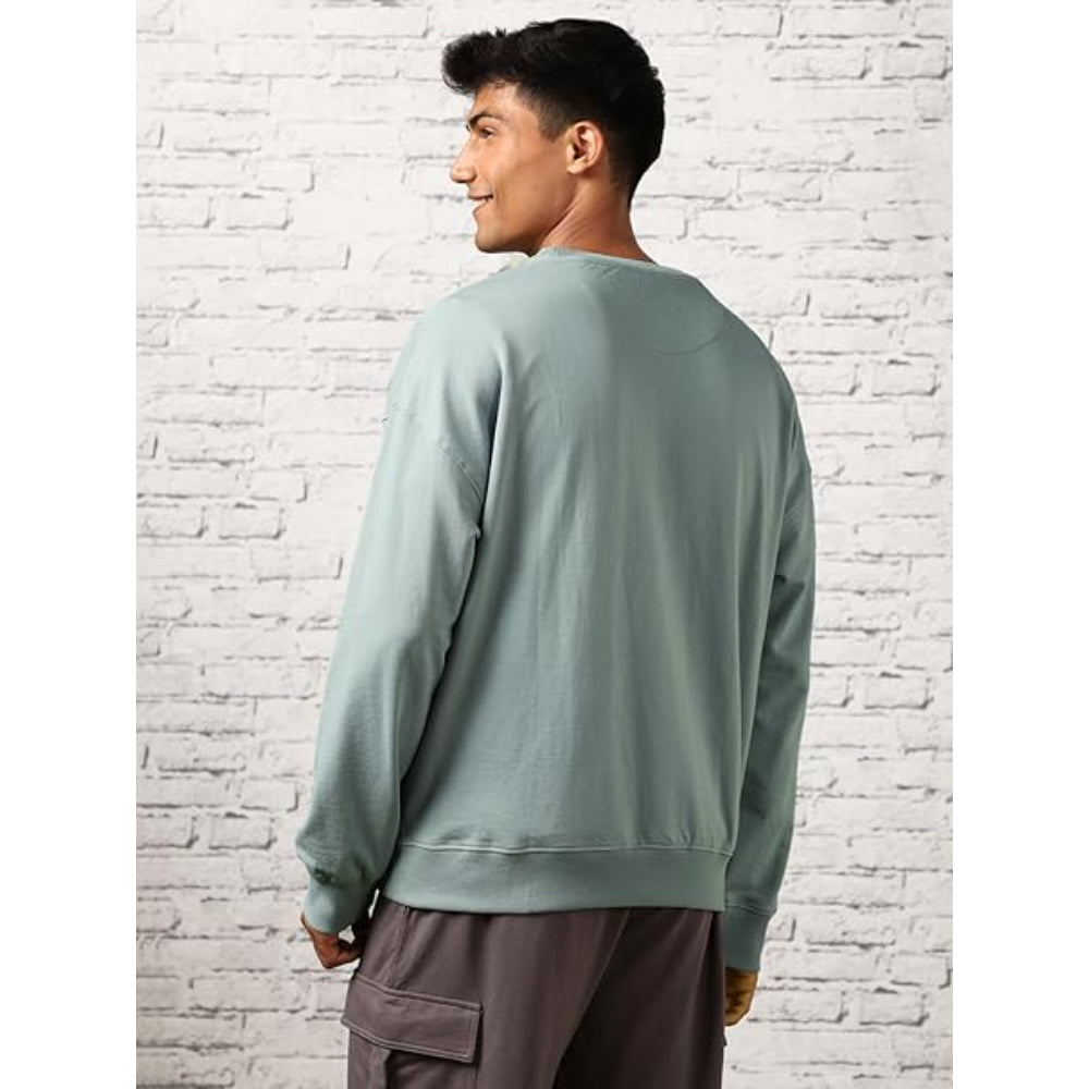 Men's Fleece Oversized Aqua Grey Sweatshirt