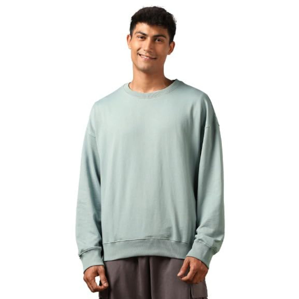 Men's Fleece Oversized Aqua Grey Sweatshirt