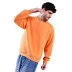 Men Round Neck Light Orange Sweatshirt