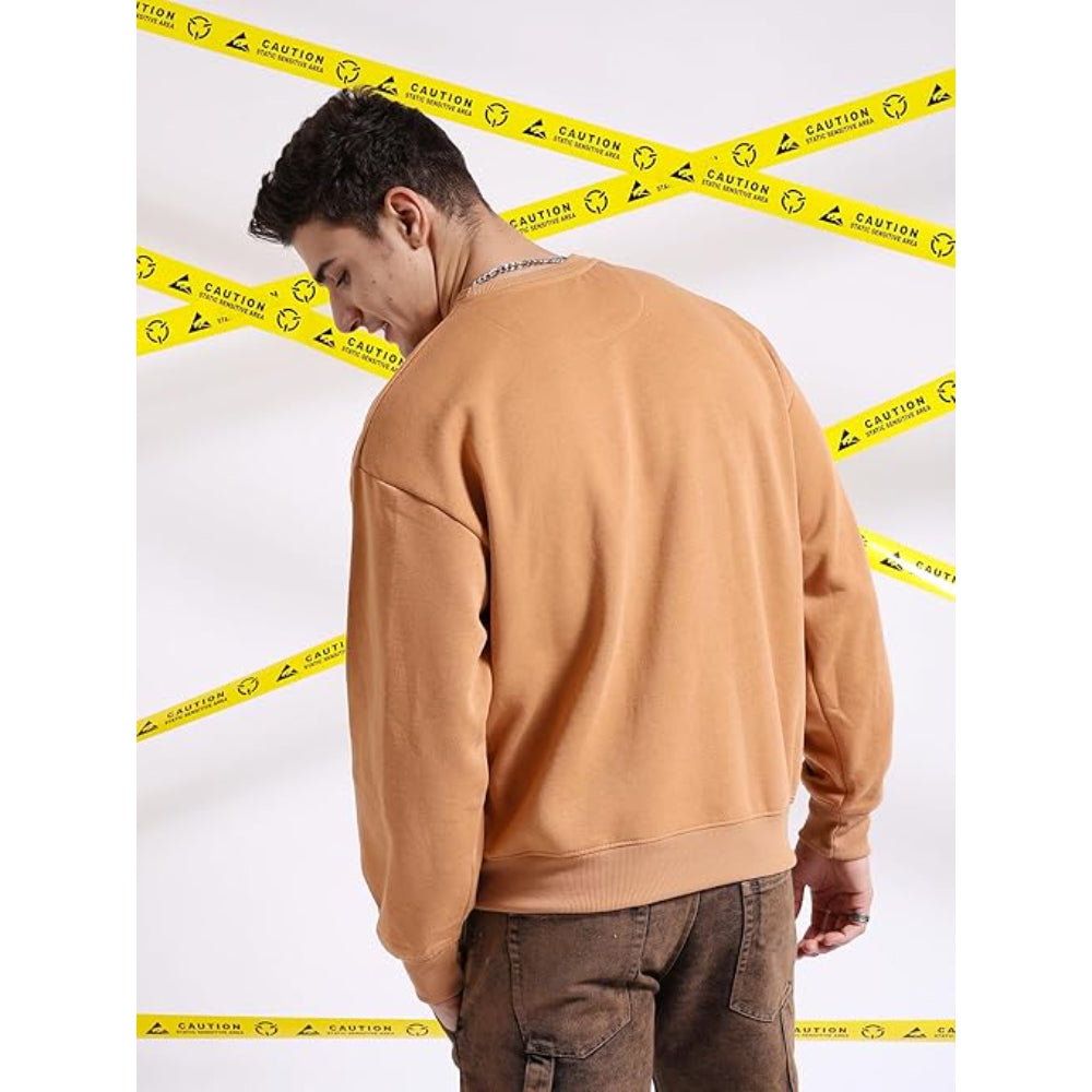 Men Round Neck Slate Orange Sweatshirt
