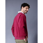 Men Round Neck Wine Sweatshirt