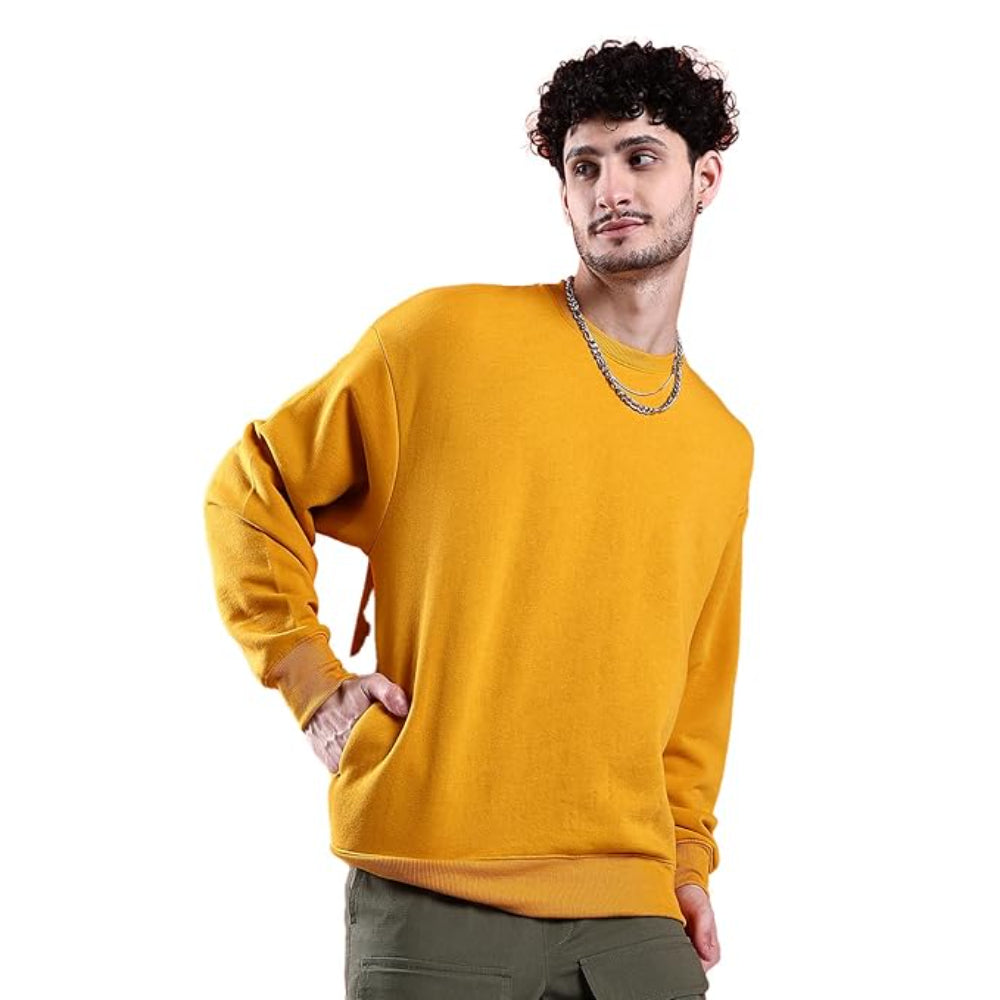 Men Round Neck Mustard Sweatshirt