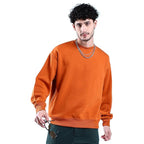Men Round Neck Dark Orange Sweatshirt