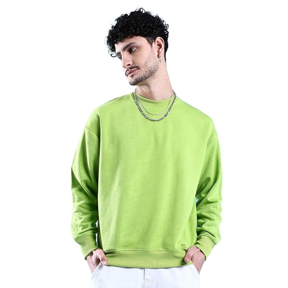 Men Round Neck Light Green Sweatshirt