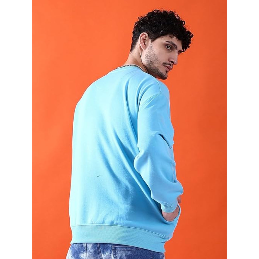 Men Round Neck Torquoise Sea Sweatshirt