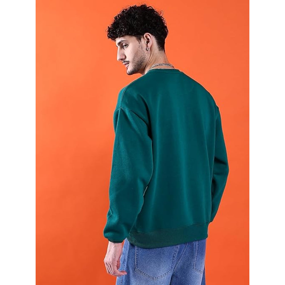 Men Round Neck Dark Green Sweatshirt