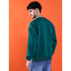 Men Round Neck Dark Green Sweatshirt