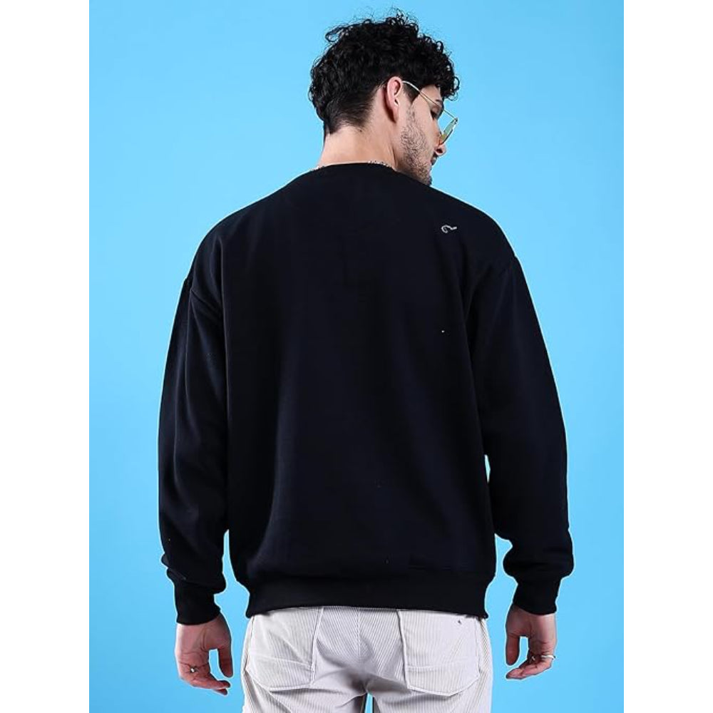 Men Round Neck Black Sweatshirt