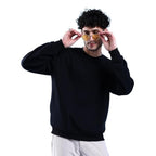 Men Round Neck Black Sweatshirt