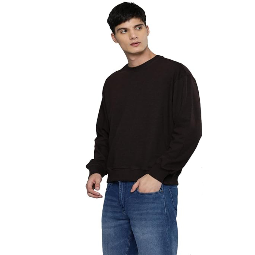 Men Regular Fit Coffee Brown Sweatshirt