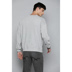 Men Regular Fit Grey Melange Sweatshirt