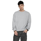 Men Regular Fit Grey Melange Sweatshirt