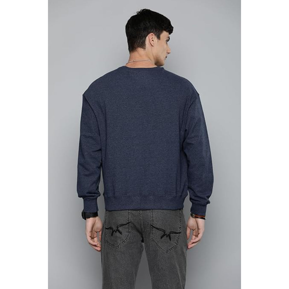 Men Regular Fit Navy Melange Sweatshirt