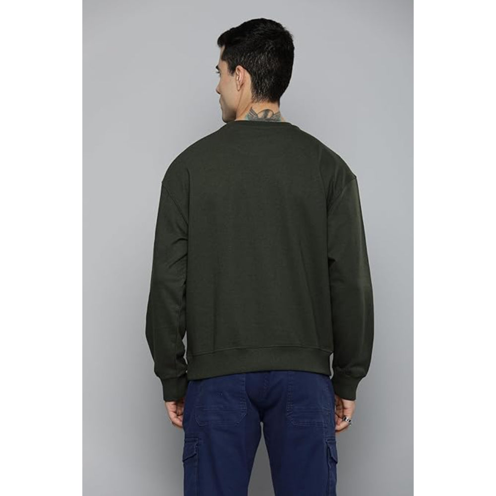 Men Regular Fit Olive Green Sweatshirt