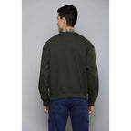 Men Regular Fit Olive Green Sweatshirt